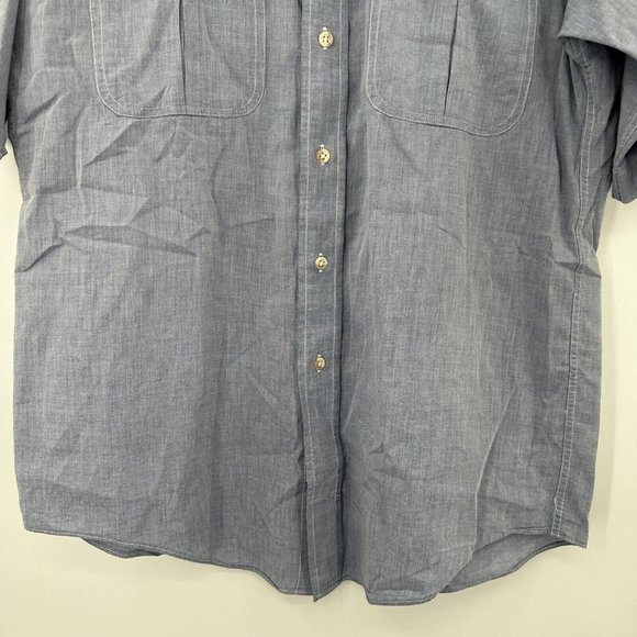 Bullock & Jones Blue 100% Cotton Short Sleeve Button Front Shirt Size Small - Picture 5 of 9